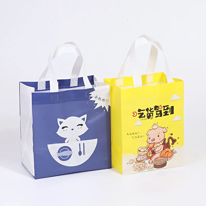 High capacity Eco-Friendly Cute Non Woven Tote Bag Bulk Custom for Takeaway Food