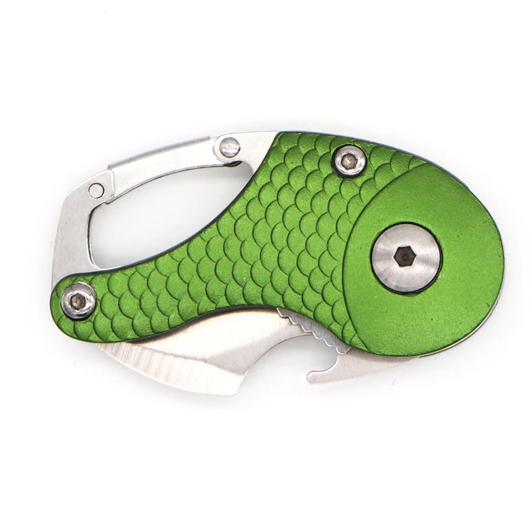 custom creative fish-shaped stainless steel folding keychain knife