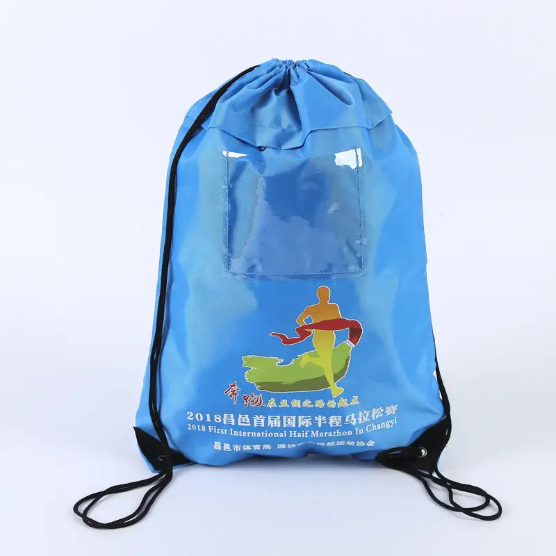 Promotional Non-woven drawstring bag for marathon runner and volunteer