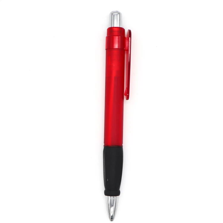 Ballpoint colored push ballpoint pen with rubber grip