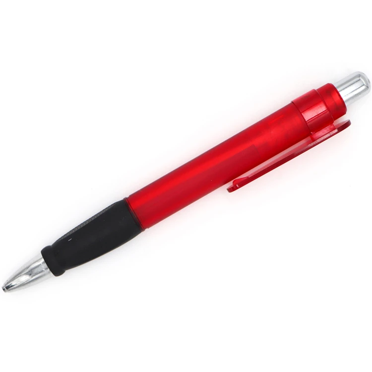 Ballpoint colored push ballpoint pen with rubber grip