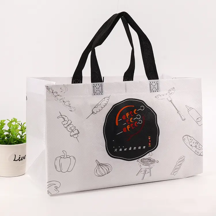 Bulk custom non-woven tote bags with logo for grocery stores