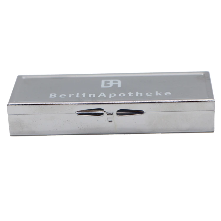 Promotional 6 grid rectangular metal pill box for outdoor travel