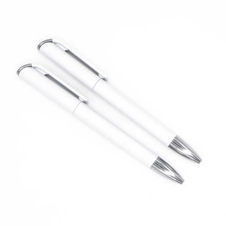 Promotion simple design white plastic ballpoint pen can be customized logo